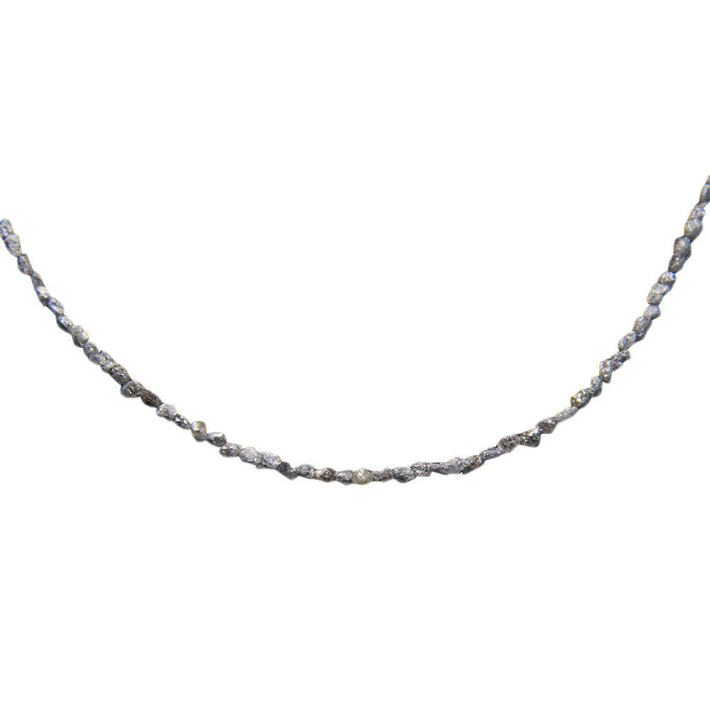 Small Grey Rough Diamond Bead Necklace with Silver Clasp