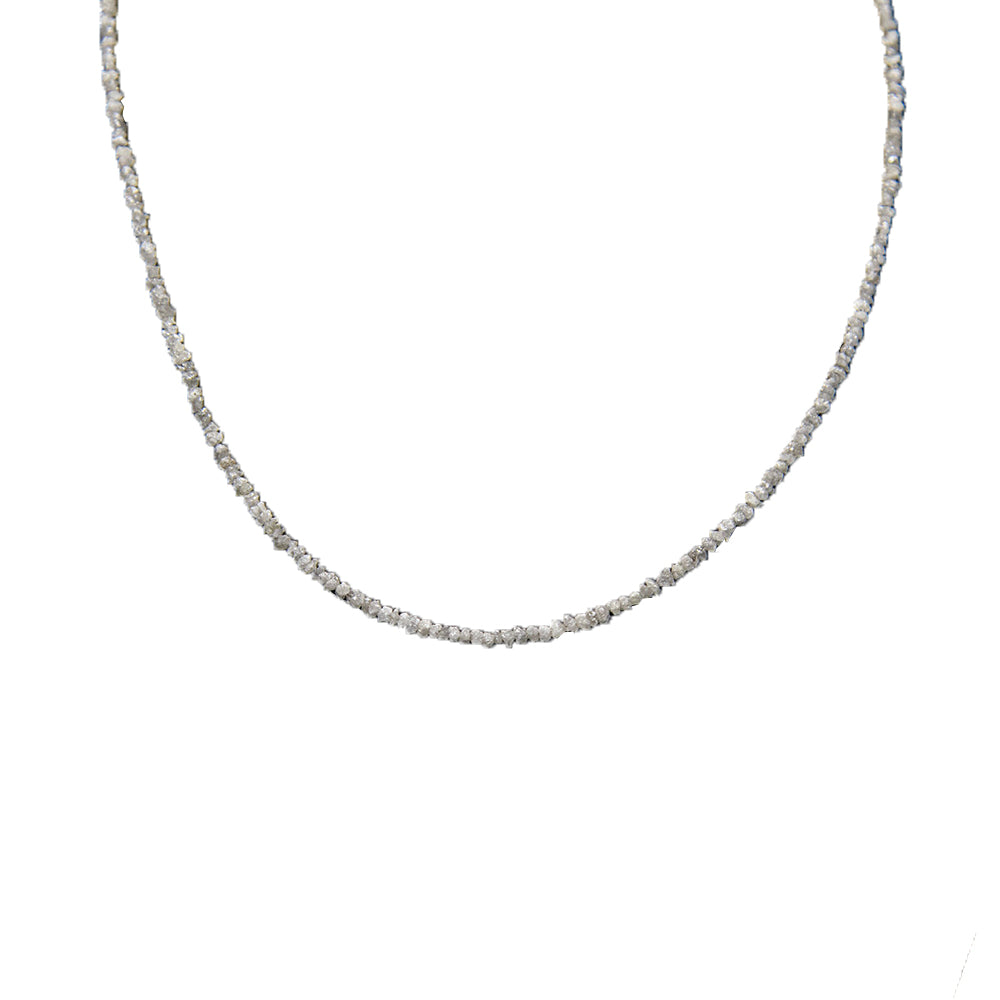 Small silver Rough Diamond Bead Necklace with Silver Clasp