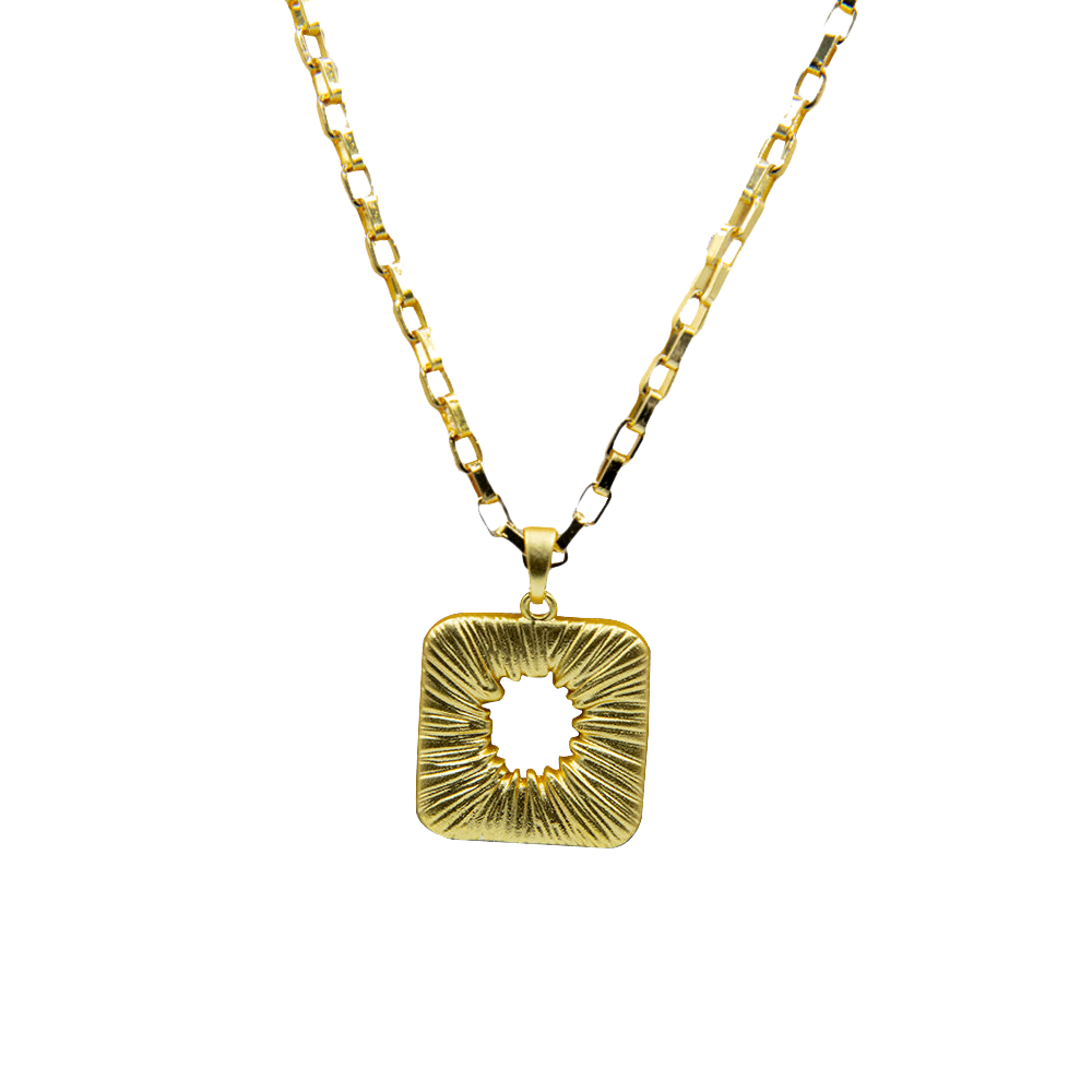 Square Textured Brass Pendant - DeKulture DKW-1520-NKJ