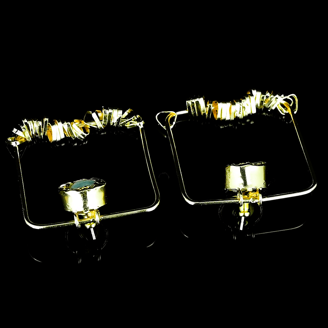 Agate Brass Square Stud Earring - DeKulture DKW-818-E