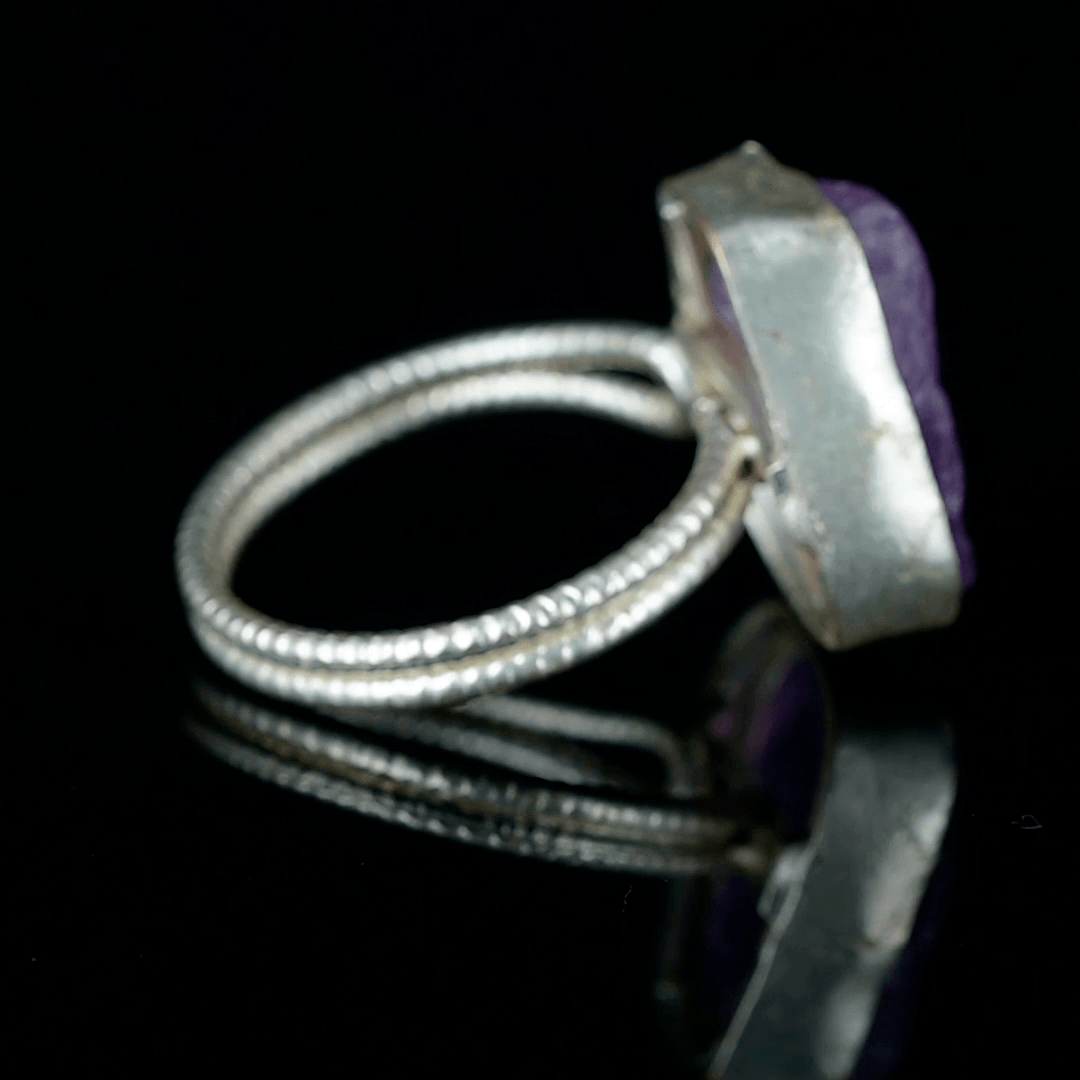 Amethyst Rough Gemstone Adjustable Ring - DeKulture DKW-1065-RGJ