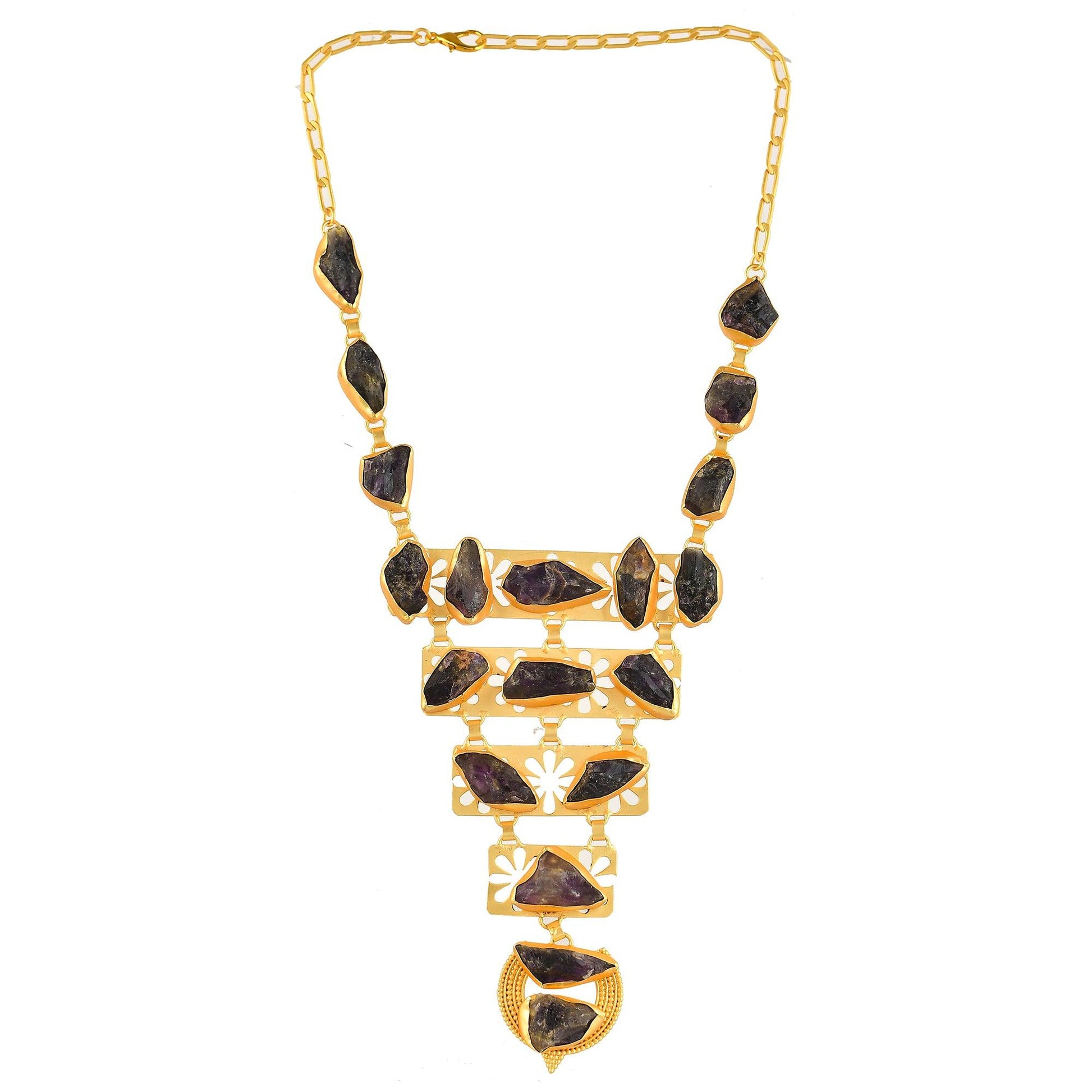 Amethyst Rough Gemstone Necklace Fashion jewelry - DeKulture DKW-1049-NKJ