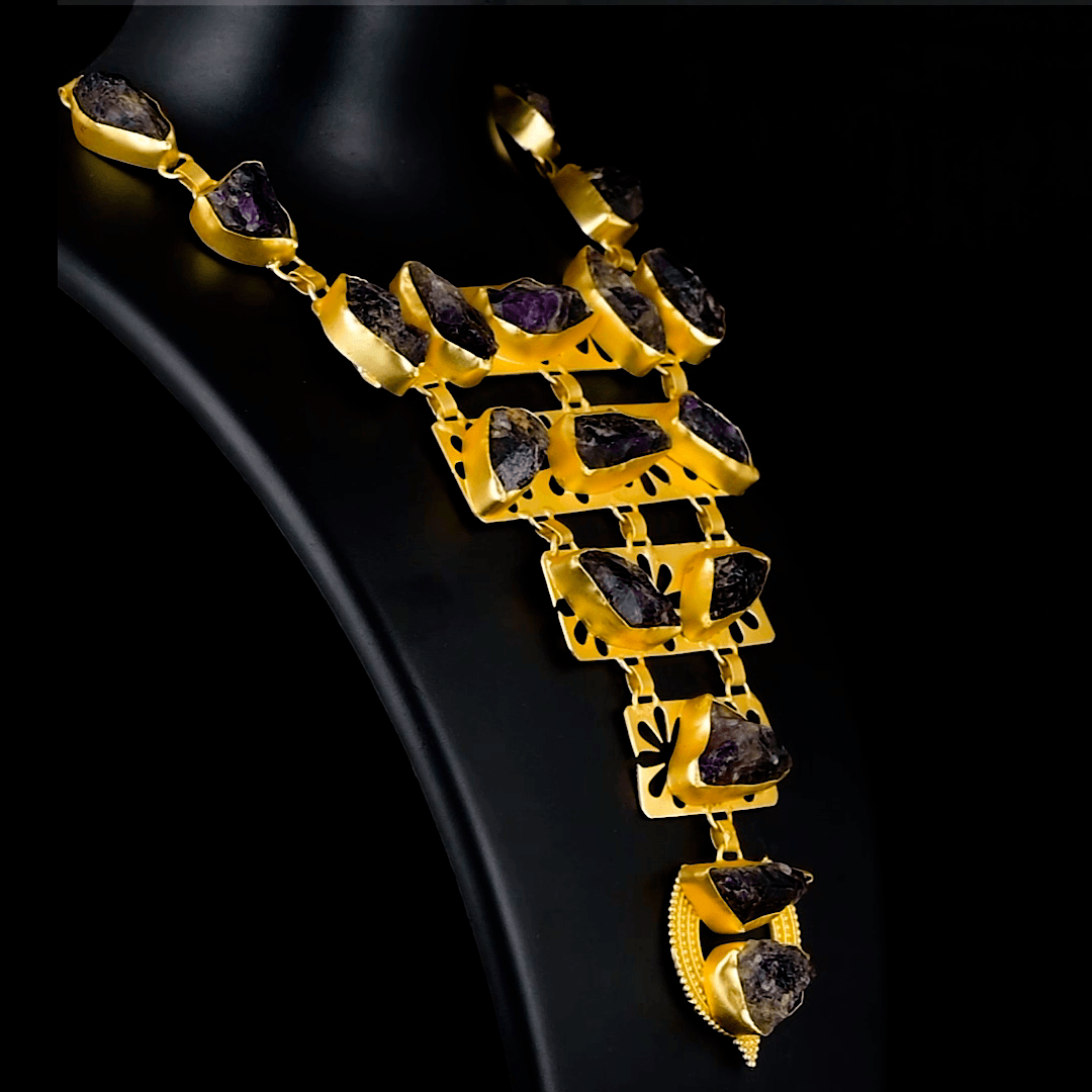 Amethyst Rough Gemstone Necklace Fashion jewelry - DeKulture DKW-1049-NKJ