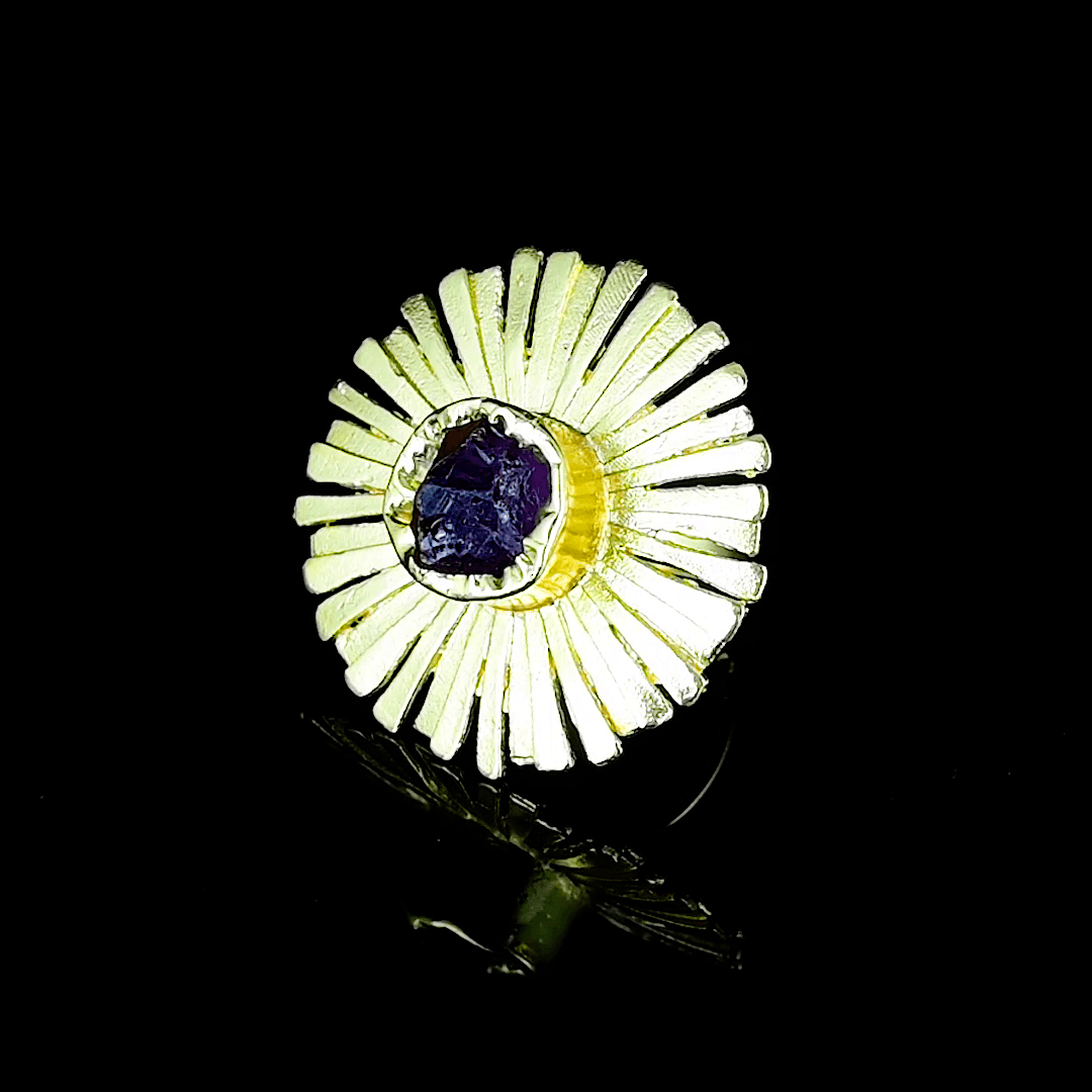 Aquamarine Brass Flash Gold Plating Floral Ring - DeKulture DKW-841-AR
