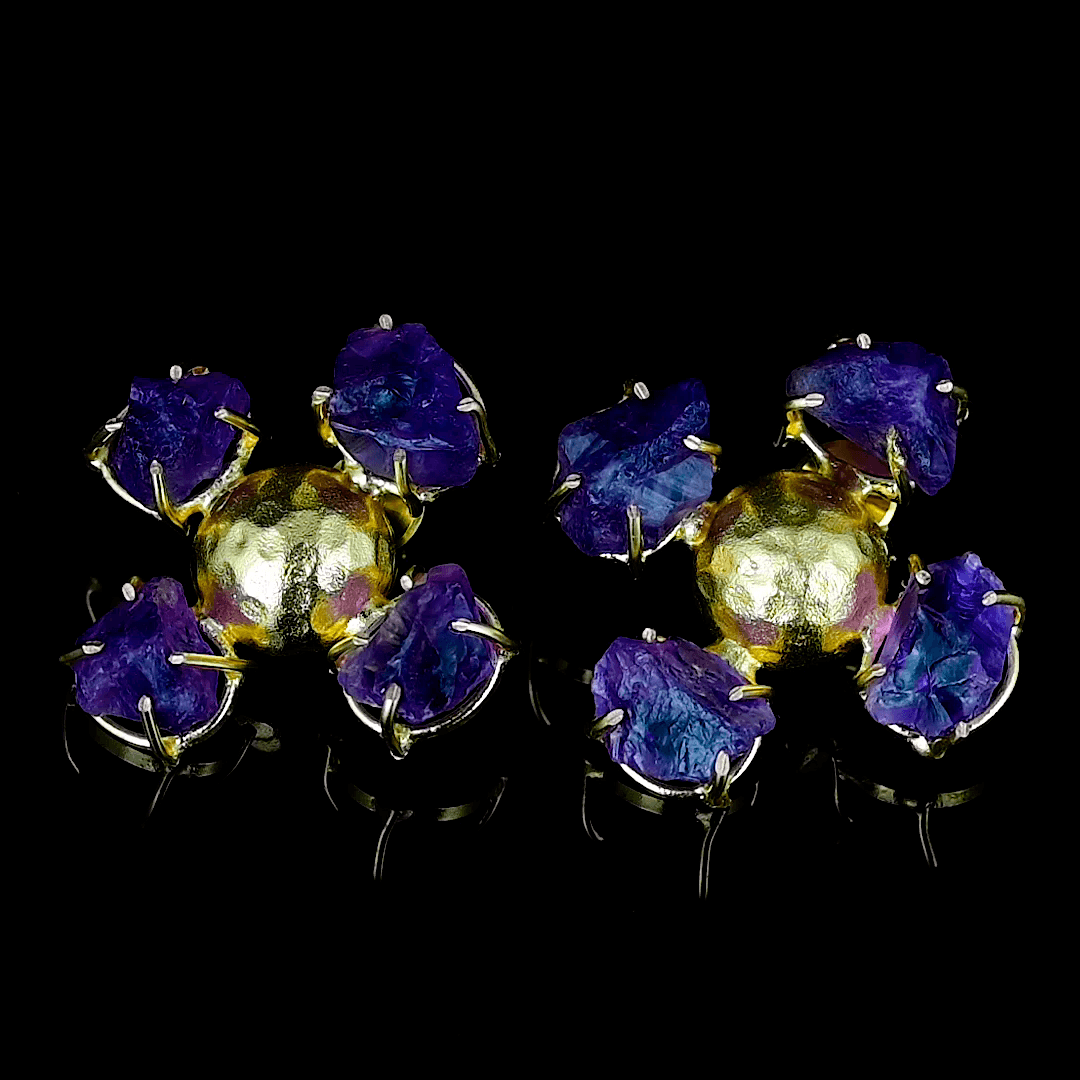 Aquamarine Brass Floral Stud Earring - DeKulture DKW-814-E