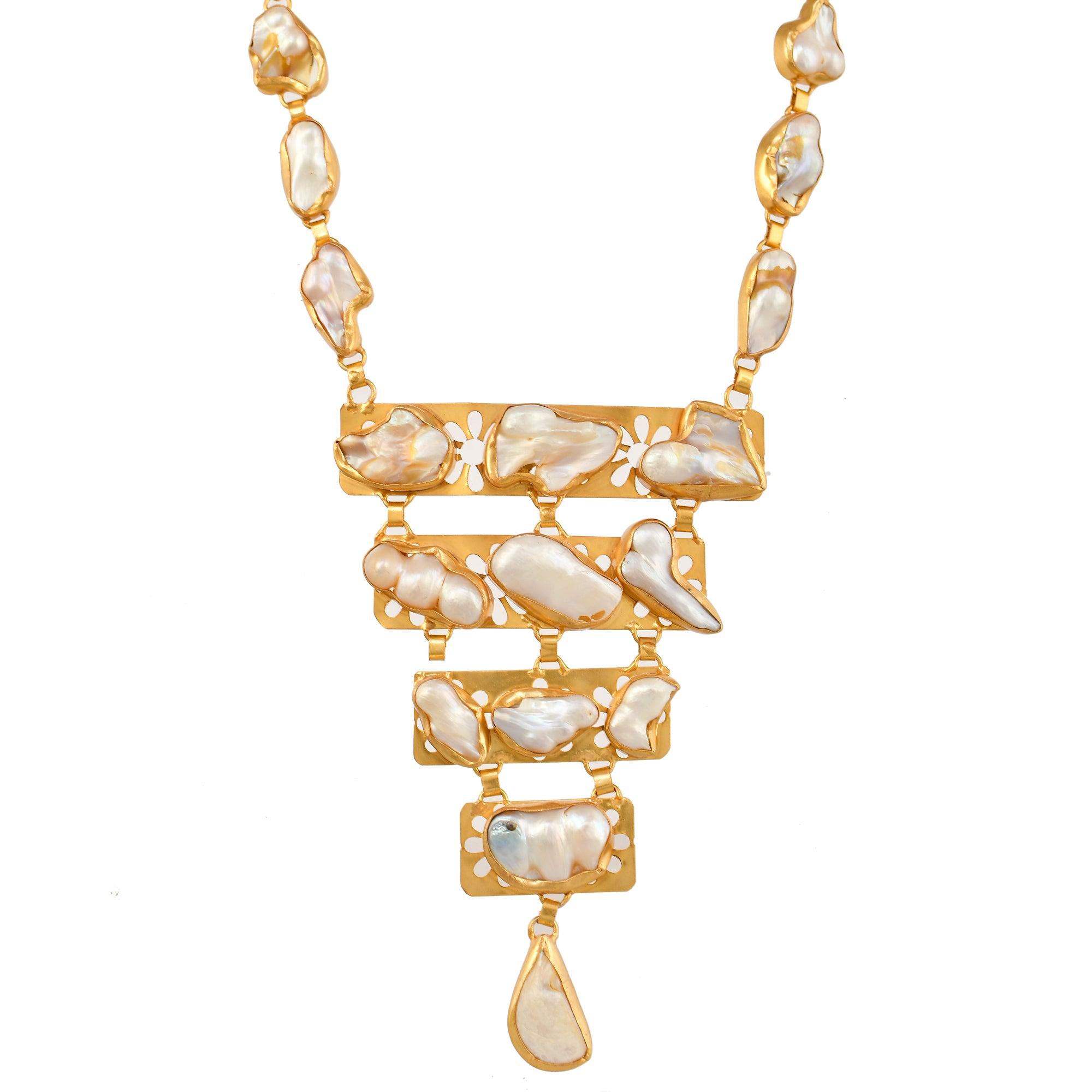 Baroque Pearl Rough Gemstone Necklace jewelry - DeKulture DKW-1041-NKJ