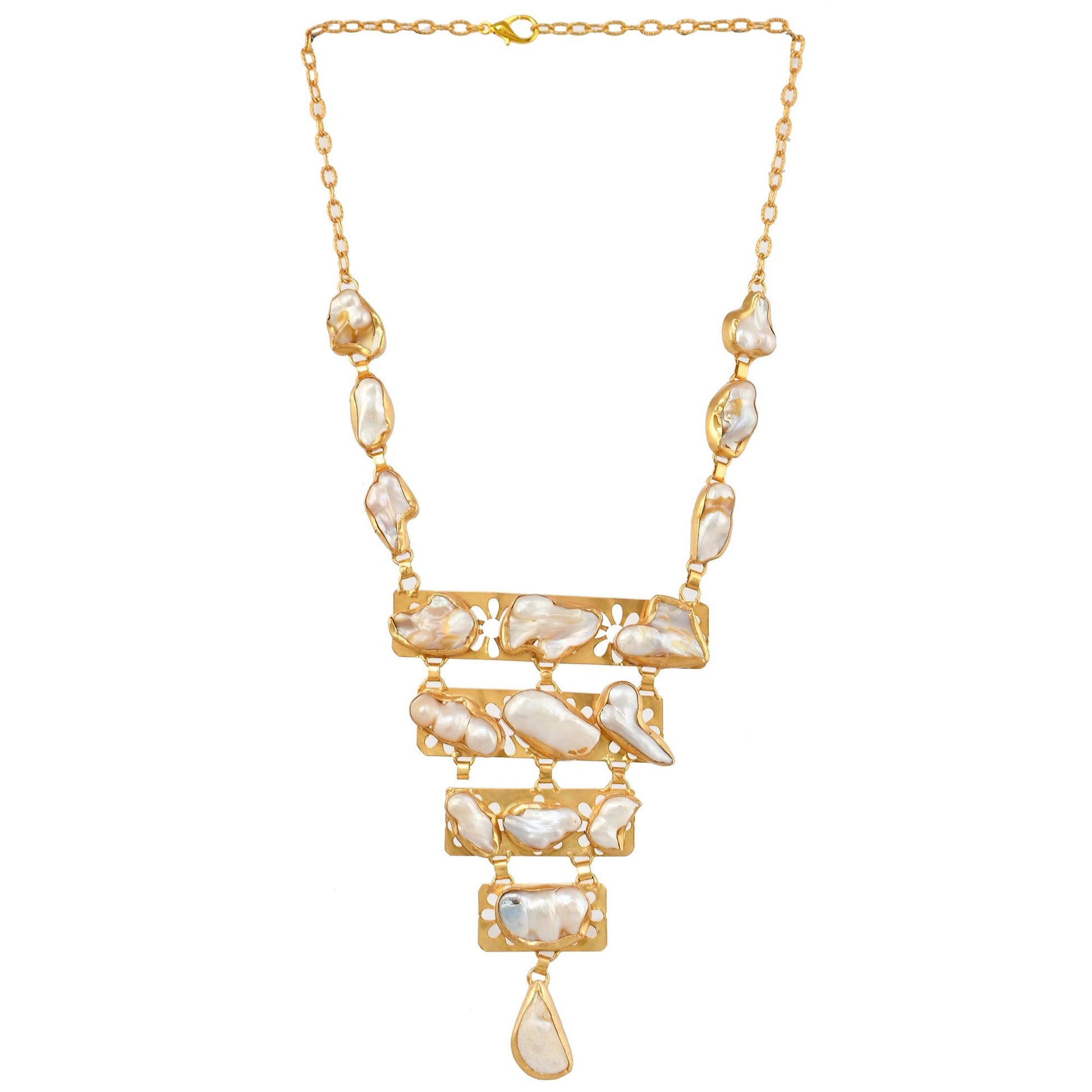 Baroque Pearl Rough Gemstone Necklace jewelry - DeKulture DKW-1041-NKJ
