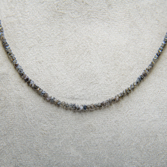 Big Brown Rough Diamond Bead Necklace with Silver Clasp - DeKulture DKW-1382-Small-BNK