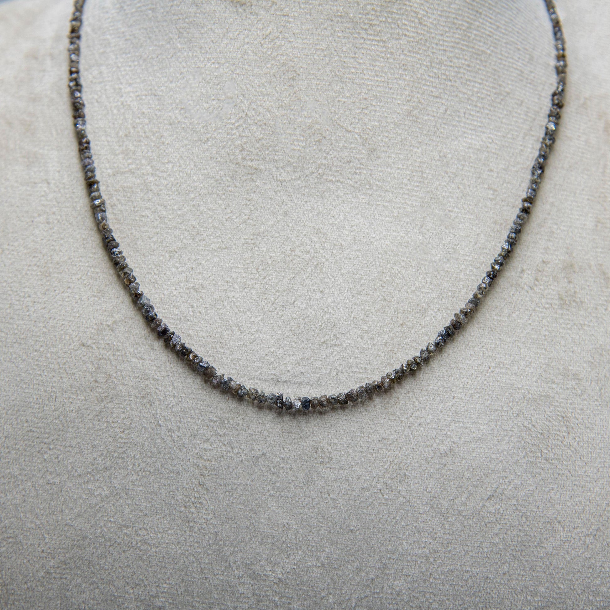 Big Brown Rough Diamond Bead Necklace with Silver Clasp - DeKulture DKW-1382-Small-BNK