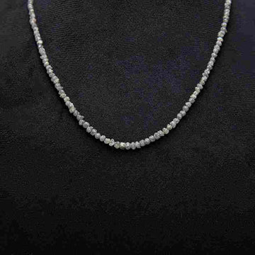 Big Grey Rough Diamond Bead Necklace with Silver Clasp - DeKulture DKW-1376-Small-BNK