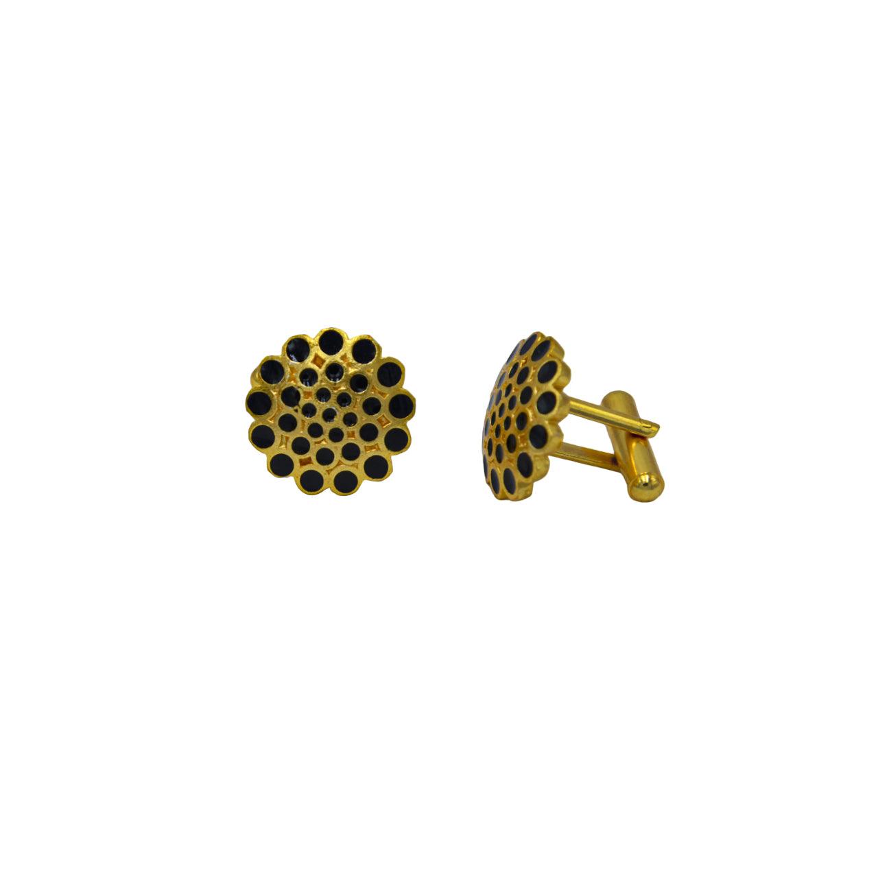 Black & Gold Color Enameled Cufflinks - DeKulture DKW-1431-CFJ