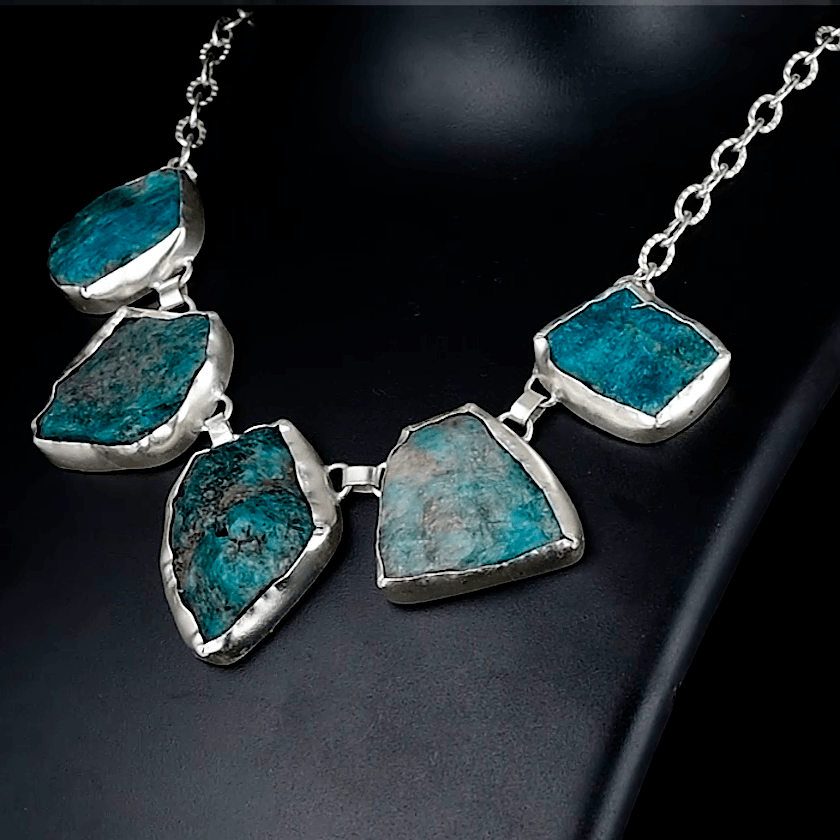 Blue Apatite Gemstone Pendant Necklace jewelry - DeKulture DKW-1076-NKJ