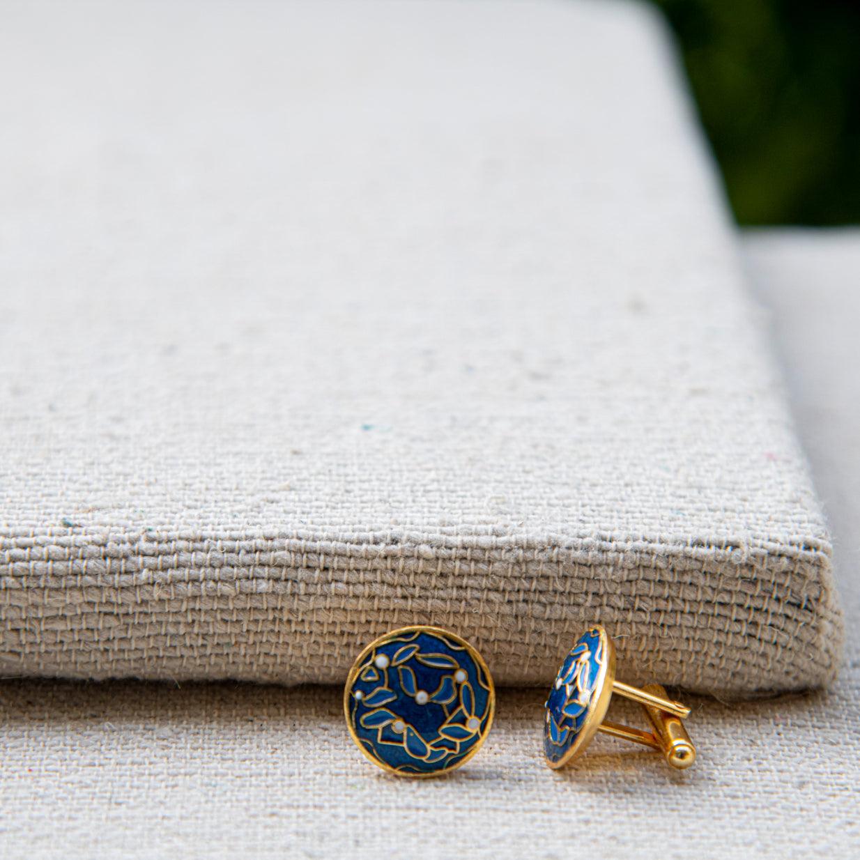 Brass Leaf Enameled Cufflinks - DeKulture DKW-1435-CFJ