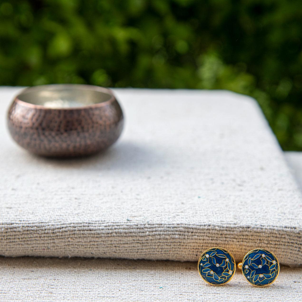 Brass Leaf Enameled Cufflinks - DeKulture DKW-1435-CFJ