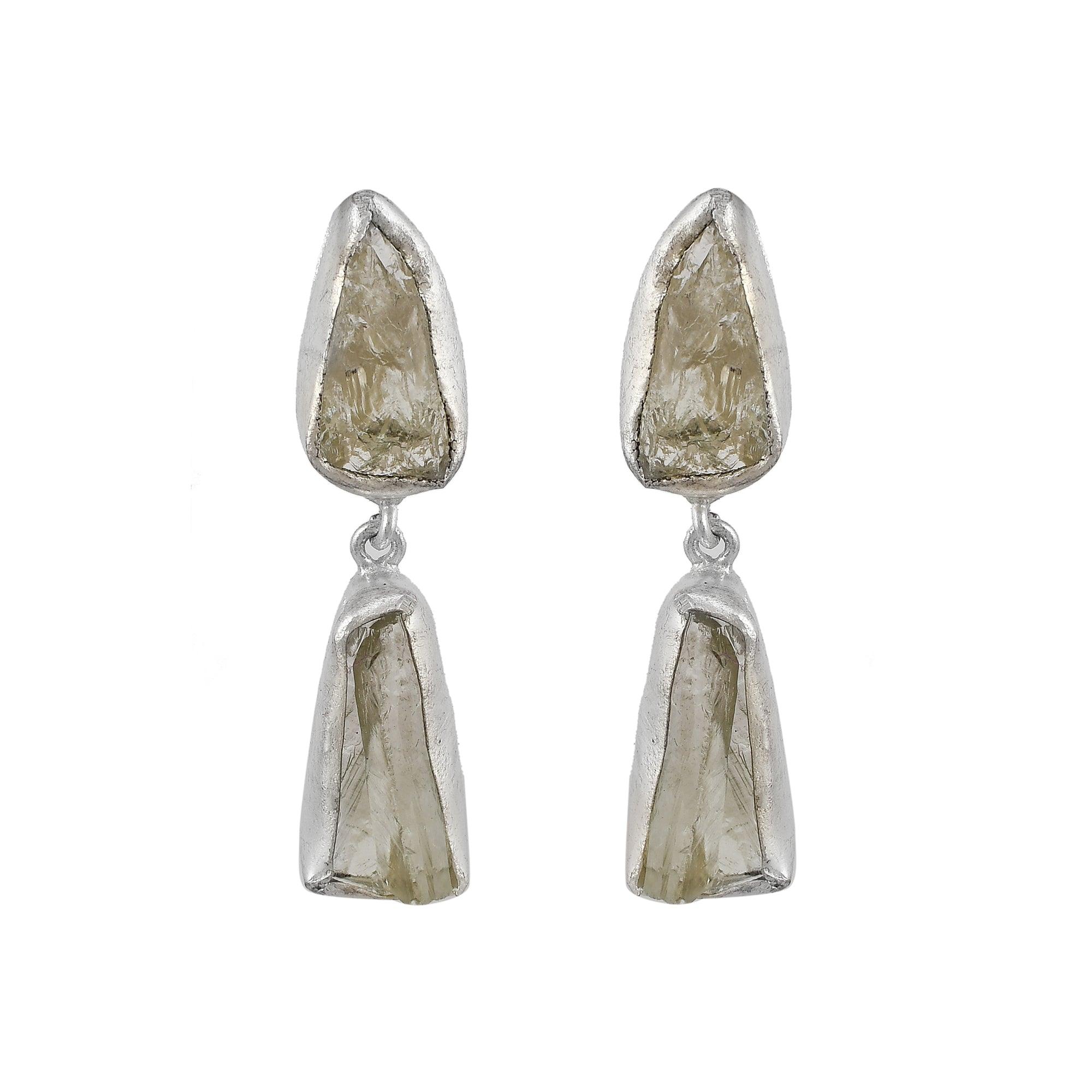 Crystal Quartz Rough Gemstone Stud Earring - DeKulture DKW-1062-SEJ