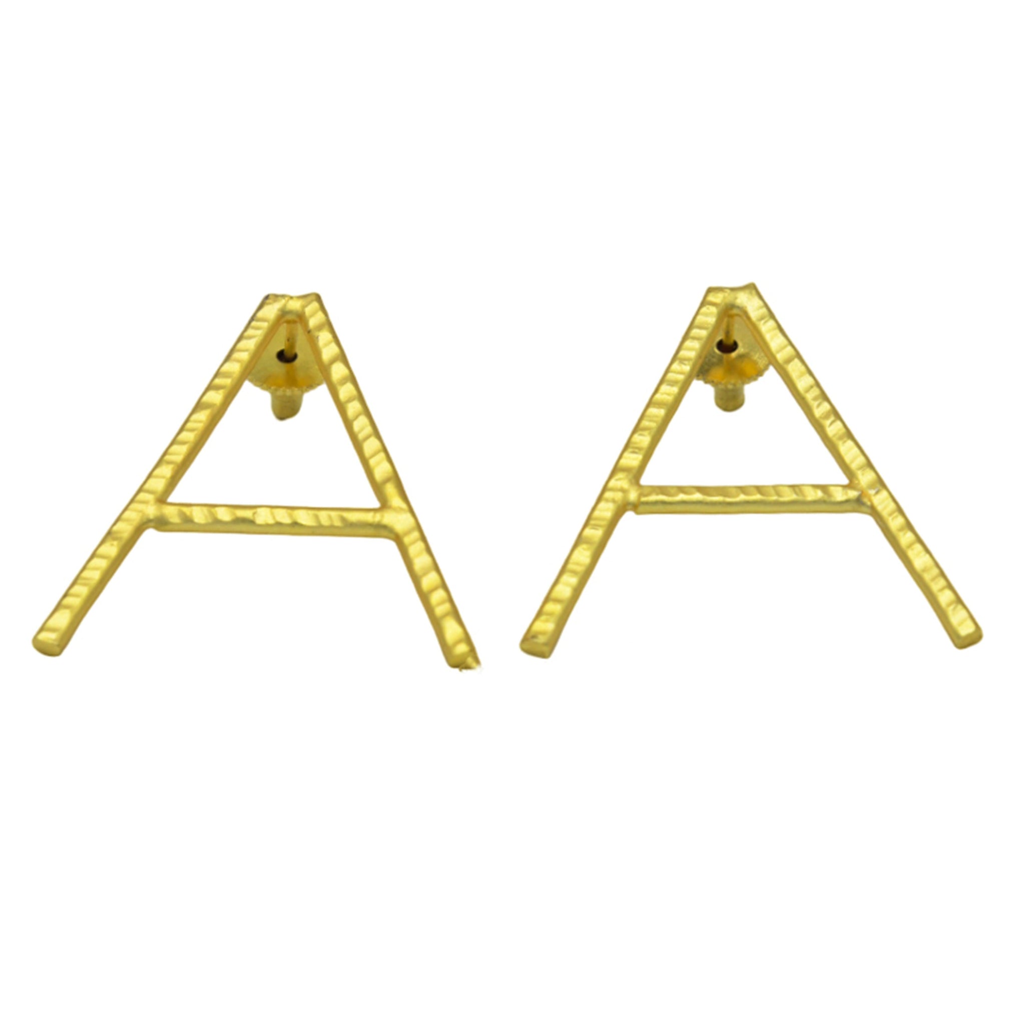 English Alphabet "A" Brass Earring - DeKulture DKW-1342-SEJ