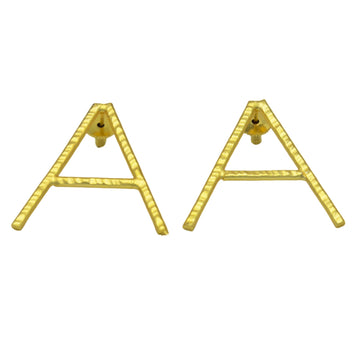 English Alphabet "A" Brass Earring - DeKulture DKW-1342-SEJ