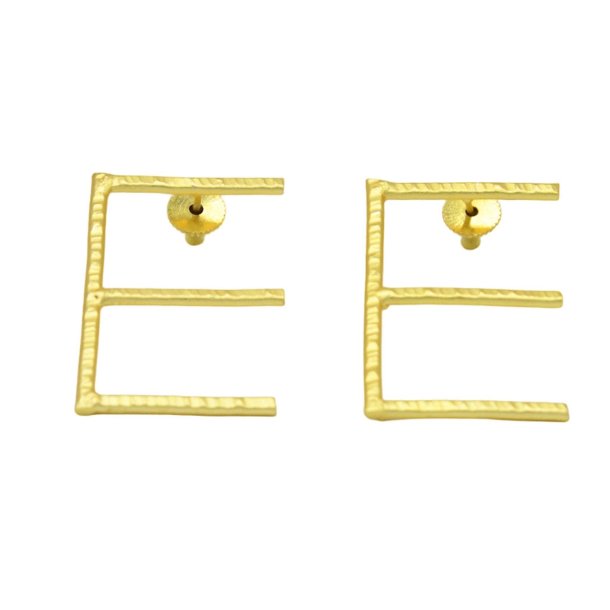 English Alphabet "E" Brass Earring - DeKulture DKW-1341-SEJ