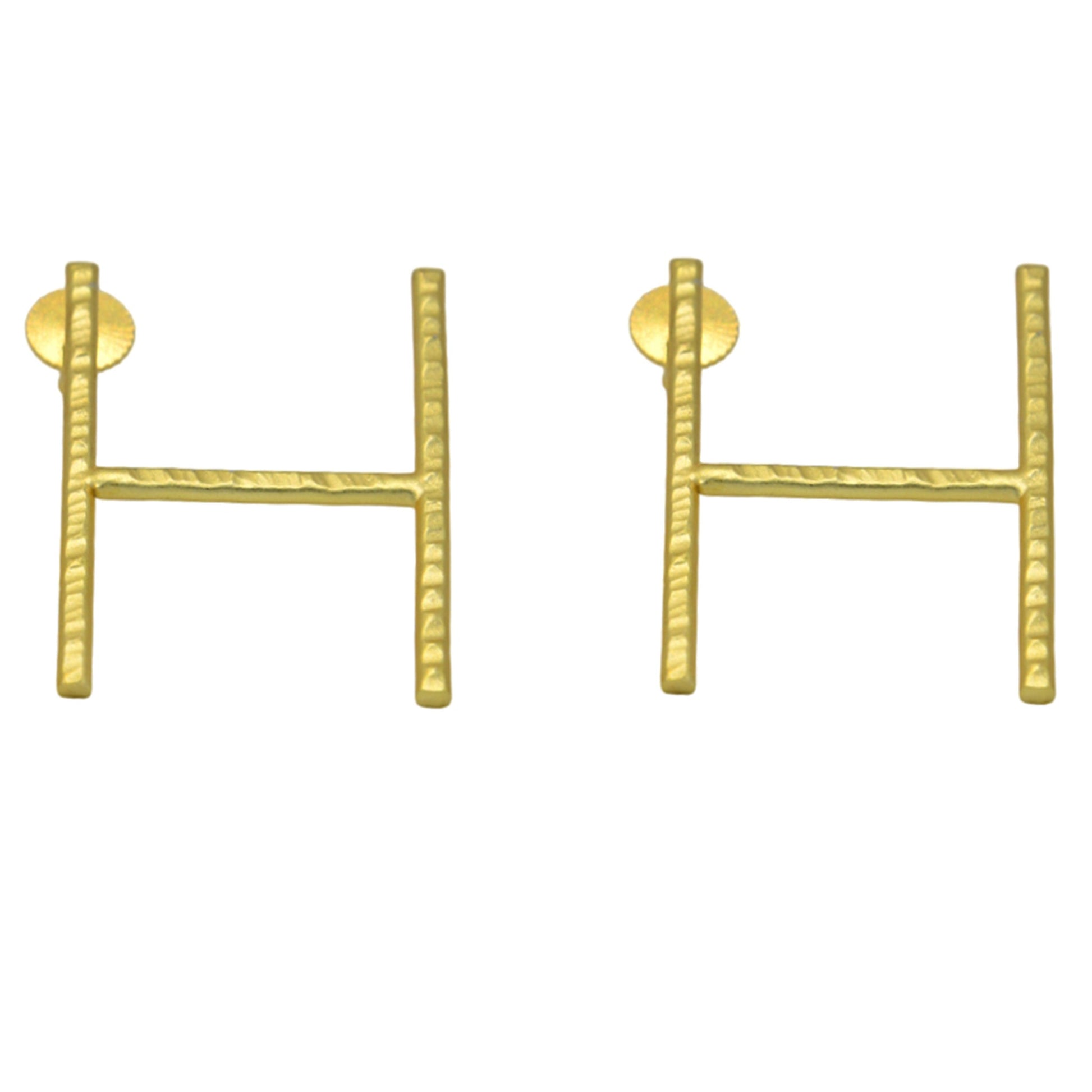 English Alphabet "H" Brass Earring - DeKulture DKW-1365-SEJ