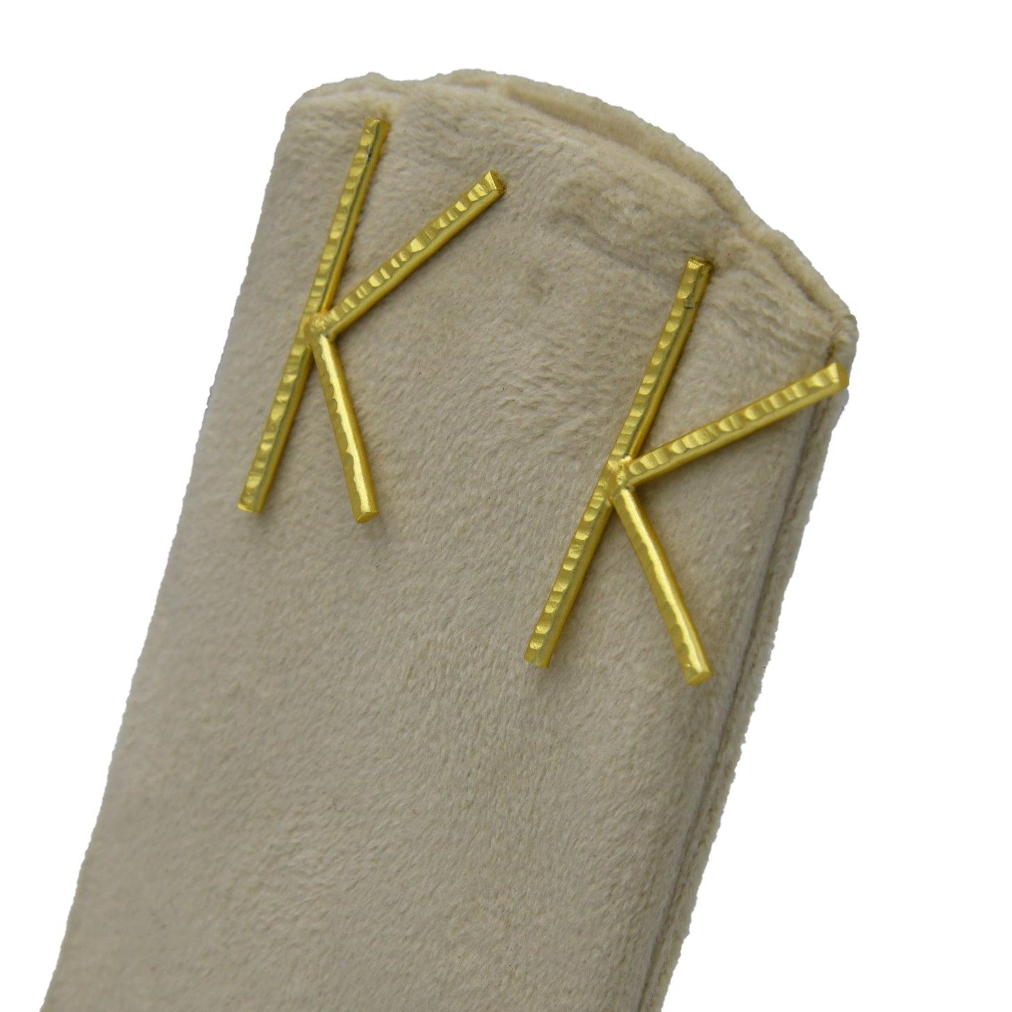 English Alphabet "K" Brass Earring - DeKulture DKW-1354-SEJ
