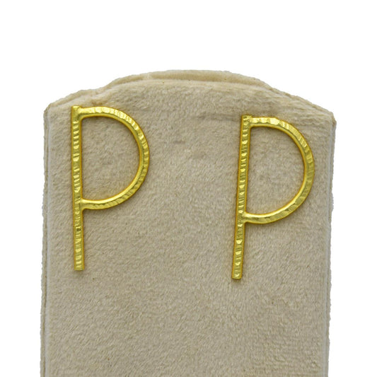 English Alphabet "P" Brass Earring - DeKulture DKW-1340-SEJ