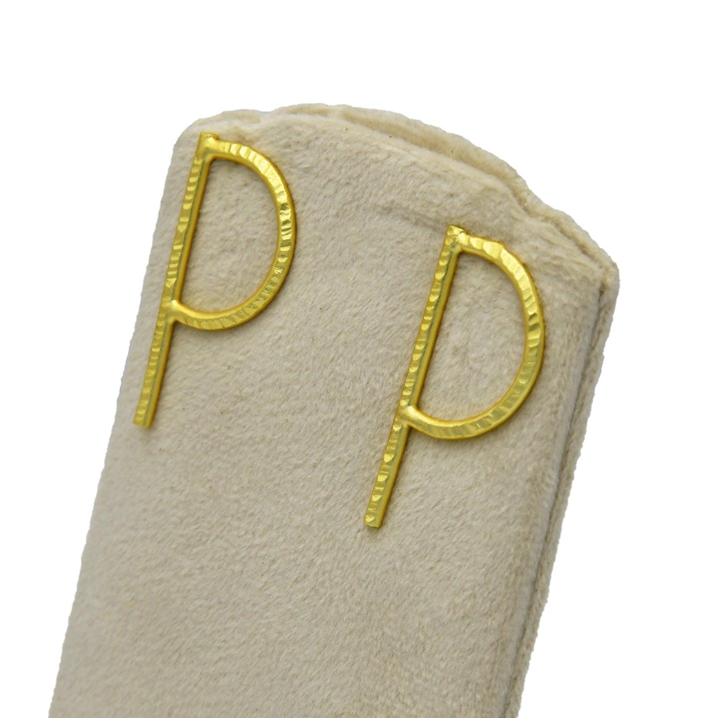 English Alphabet "P" Brass Earring - DeKulture DKW-1340-SEJ