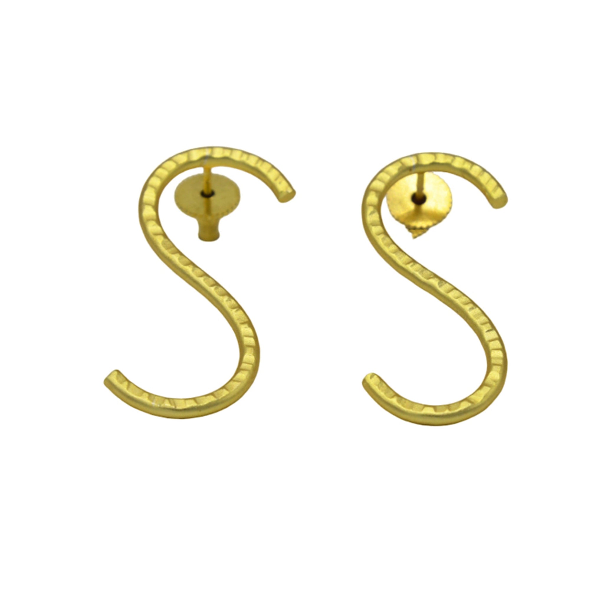 English Alphabet "S" Brass Earring - DeKulture DKW-1356-SEJ