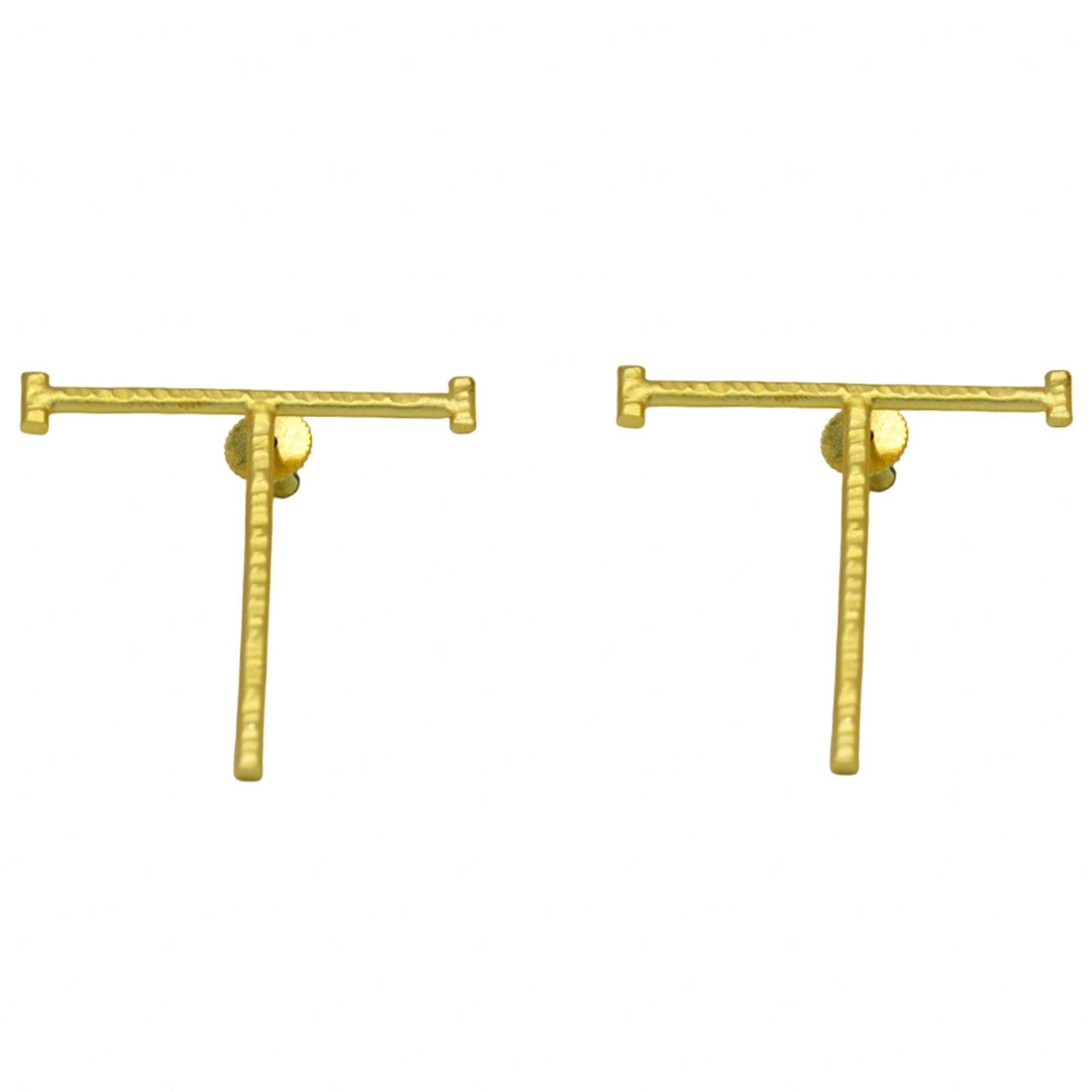 English Alphabet "T" Brass Earring - DeKulture DKW-1347-SEJ