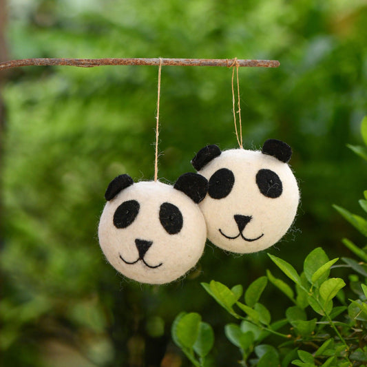 Felted Panda Ornaments Set Of 2 - DeKulture DKW-6086-FO
