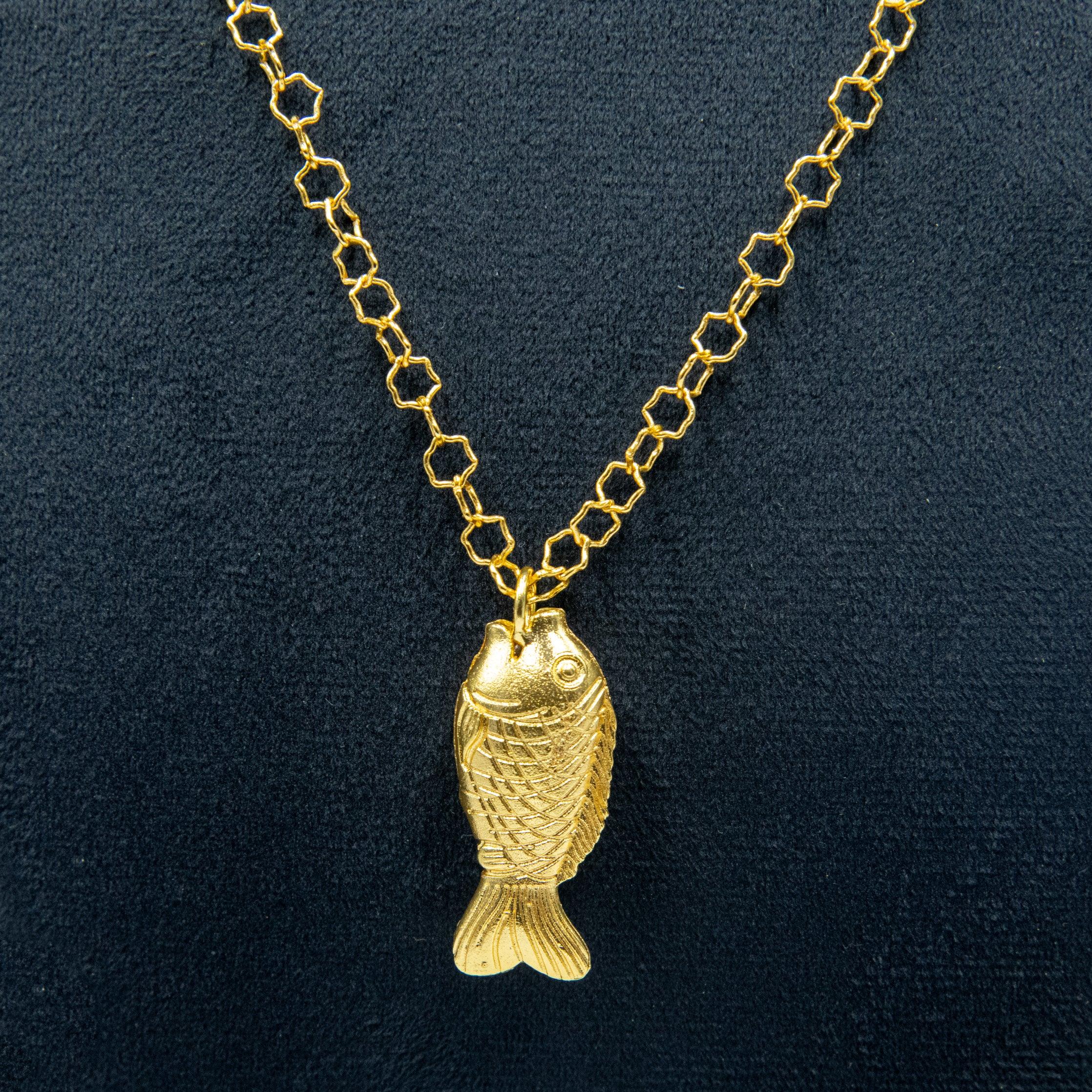 Fish Flash Gold Plated Pendant - DeKulture DKW-1453-NKJ