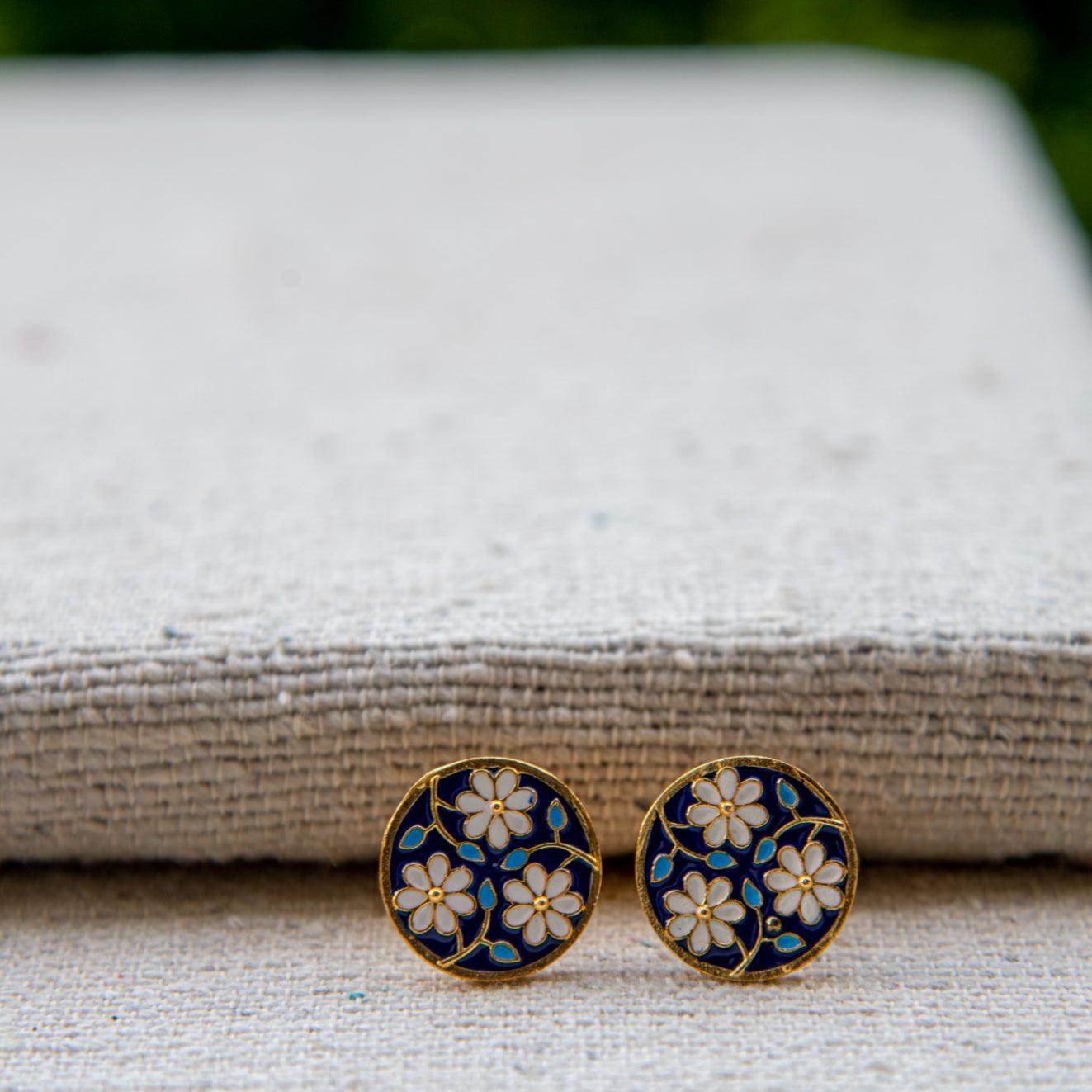 Flower and Stem Enameled Cufflinks - DeKulture DKW-1433-CFJ