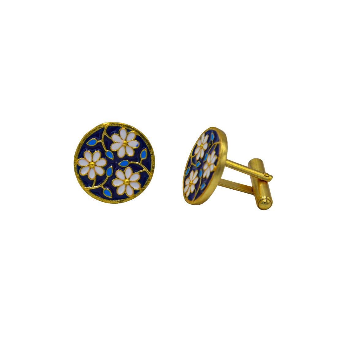 Flower and Stem Enameled Cufflinks - DeKulture DKW-1433-CFJ