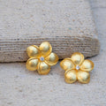 Flower Shaped with Stone Gold Plated Stud Earring - DeKulture DKW-1454-SEJ