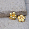 Flower Shaped with Stone Gold Plated Stud Earring - DeKulture DKW-1454-SEJ