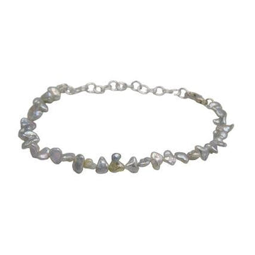 Fresh Water Pearl Silver Plated Chain Bracelet - DeKulture DKW-1486-BRJ