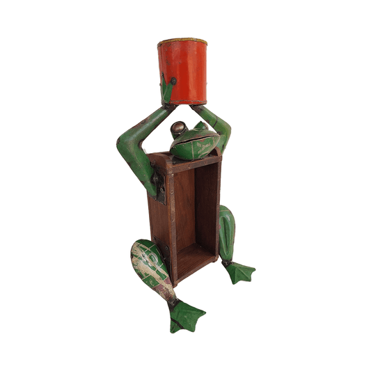 Frog With Flower Pot With Brick Mold - DeKulture DKW-17163-RIF