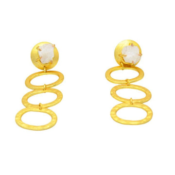 Gemstone Hammered Stud Earring - DeKulture DKW-1319-SEJ