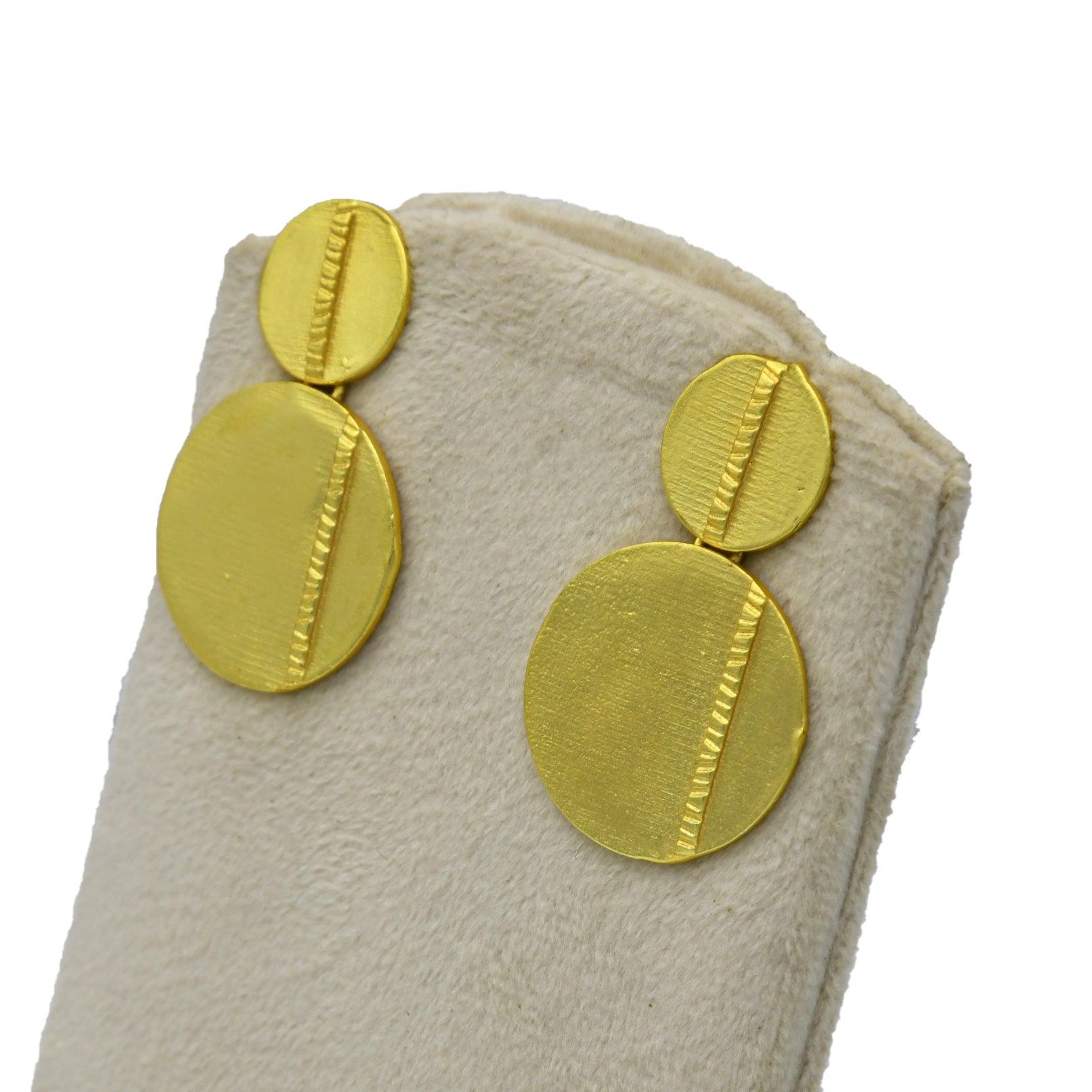 Golden Double Disk with Stud Earring - DeKulture DKW-1403-SEJ