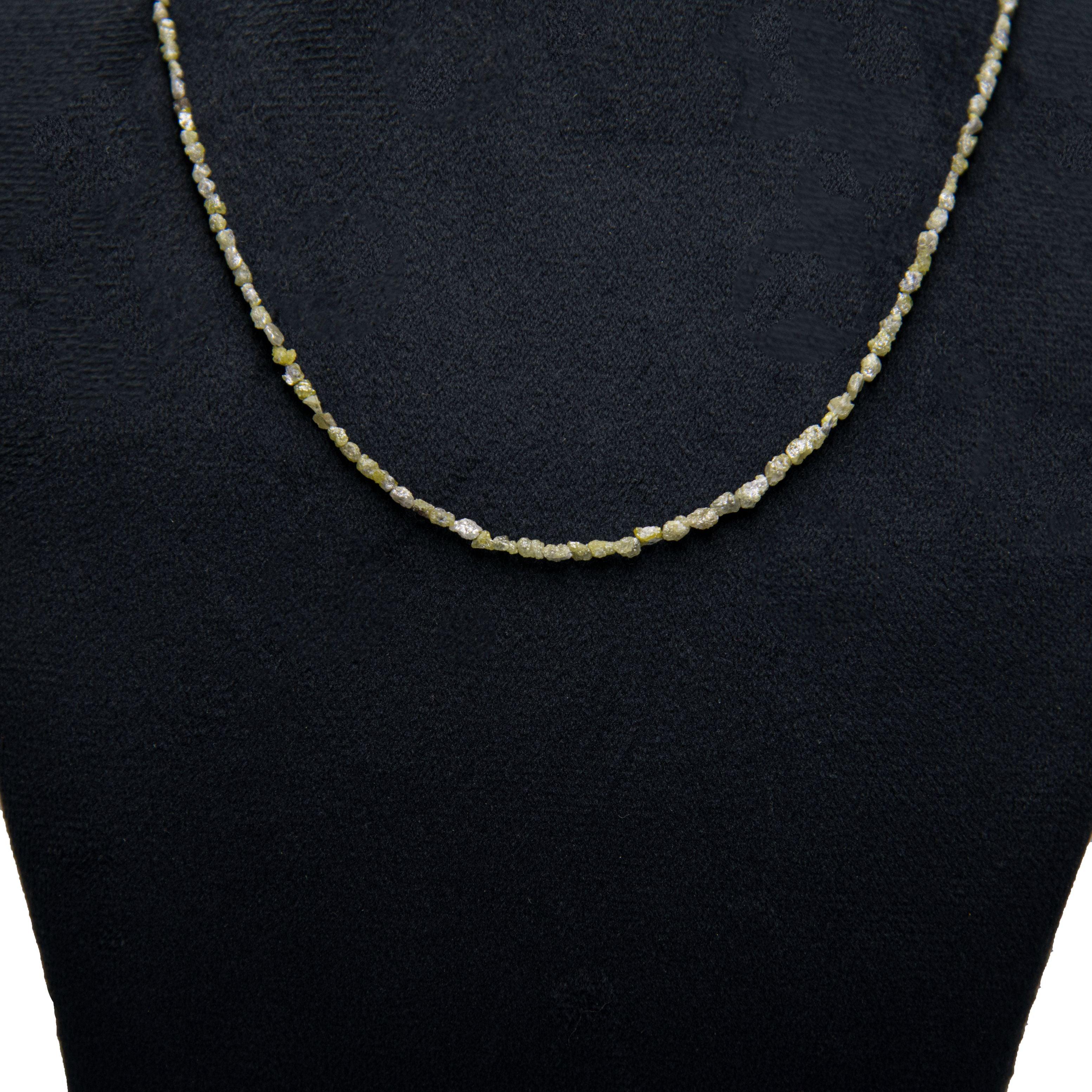 Green Rough Diamond Bead Necklace with Silver Clasp - DeKulture DKW-1381-Small-BNK