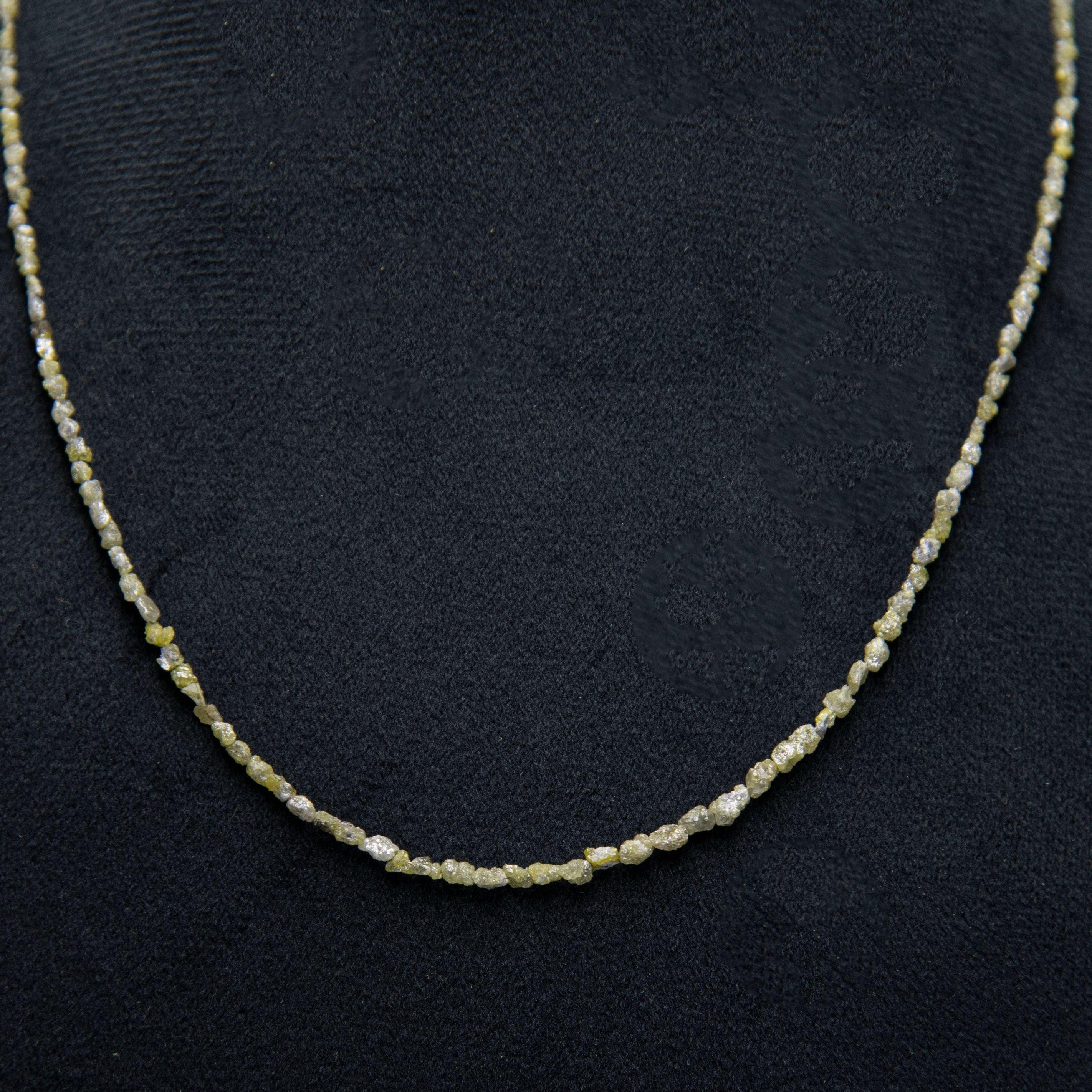 Green Rough Diamond Bead Necklace with Silver Clasp - DeKulture DKW-1381-Small-BNK