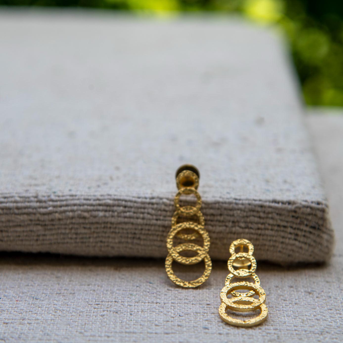 Hammered Gold Plated Round Stud Earring - DeKulture DKW-1292-SEJ