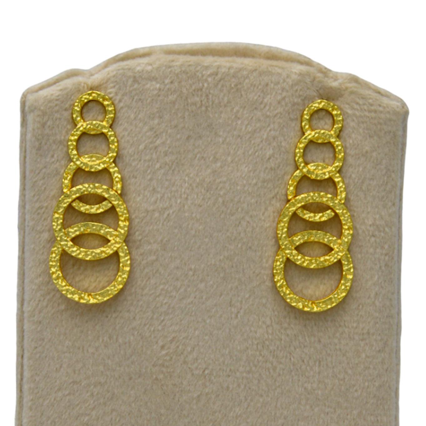 Hammered Gold Plated Round Stud Earring - DeKulture DKW-1292-SEJ