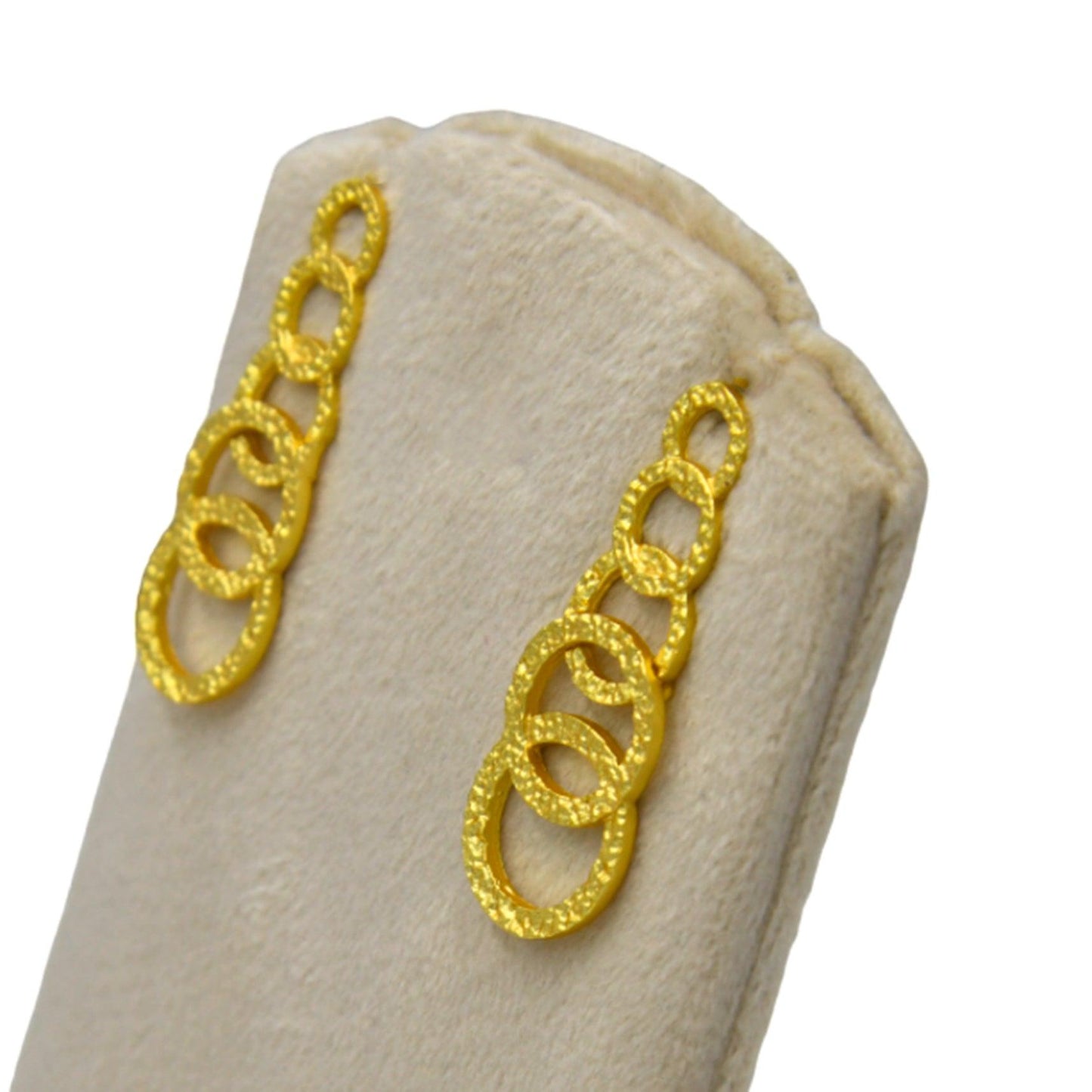 Hammered Gold Plated Round Stud Earring - DeKulture DKW-1292-SEJ