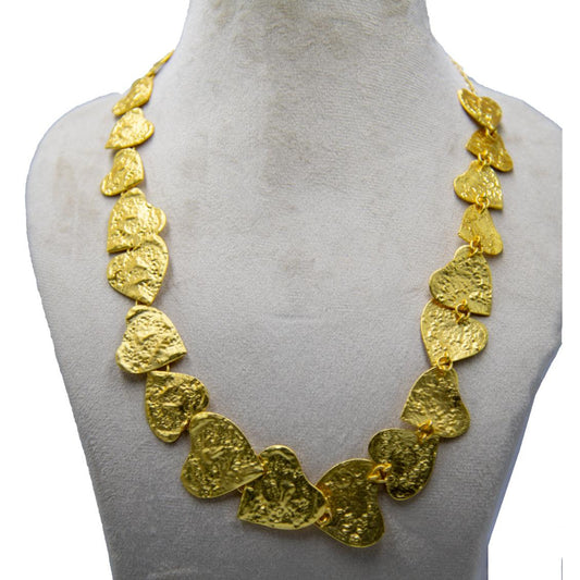 Hammered Hearts Brass Necklace - DeKulture DKW-1427-NKJ