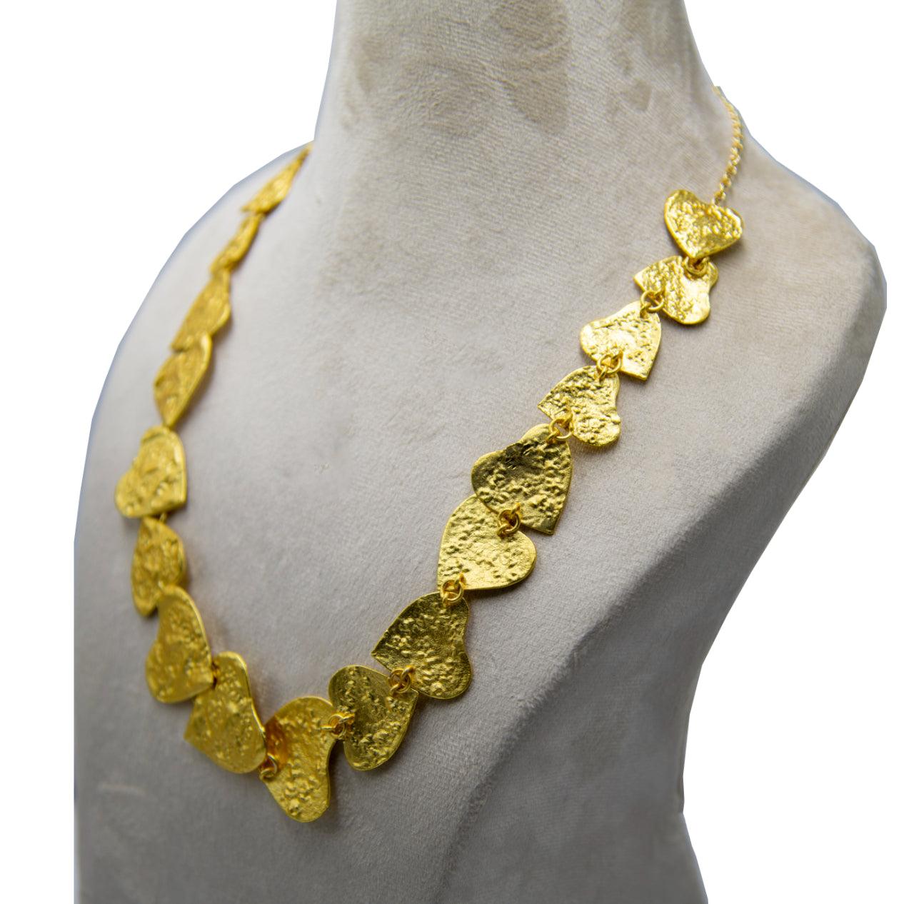 Hammered Hearts Brass Necklace - DeKulture DKW-1427-NKJ