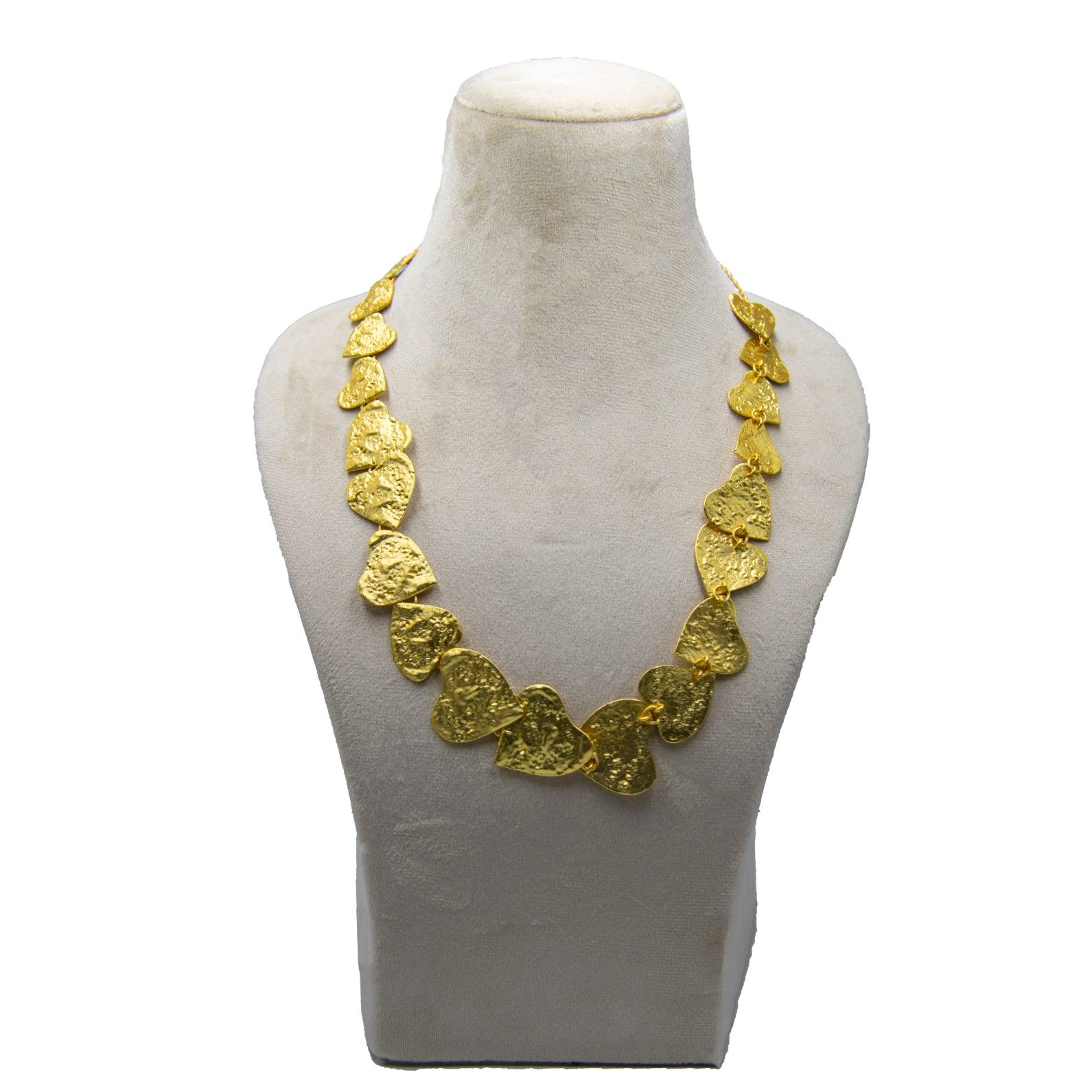 Hammered Hearts Brass Necklace - DeKulture DKW-1427-NKJ