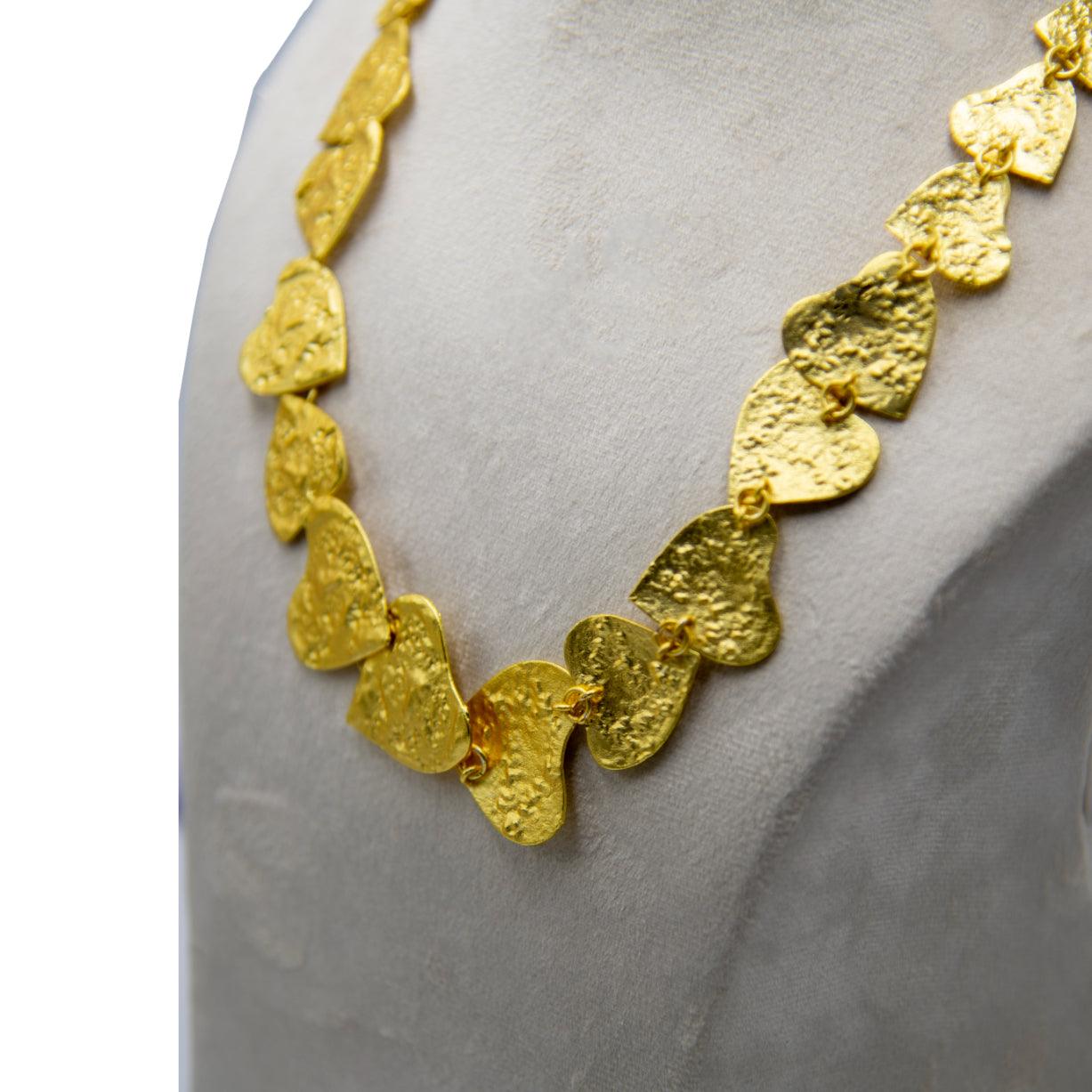 Hammered Hearts Brass Necklace - DeKulture DKW-1427-NKJ