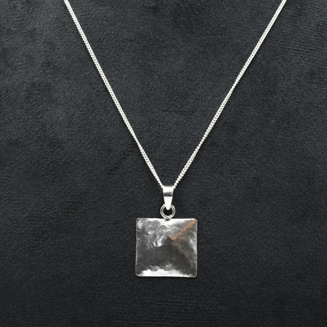 Hammered Silver Square Pendant - DeKulture DKW-1316-NKJ