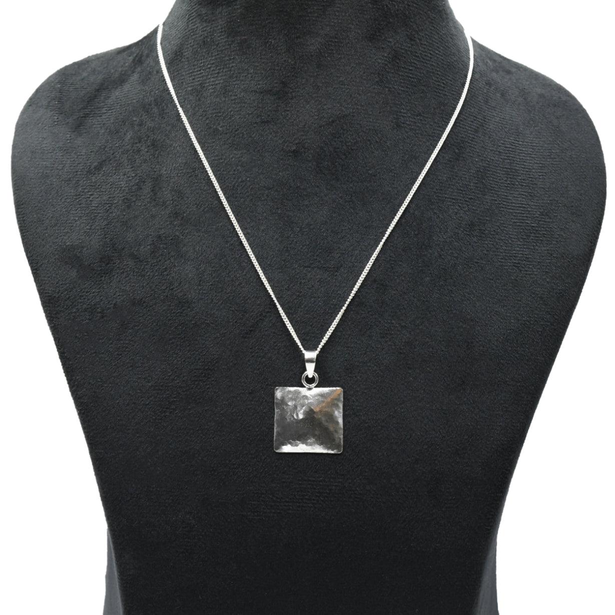 Hammered Silver Square Pendant - DeKulture DKW-1316-NKJ