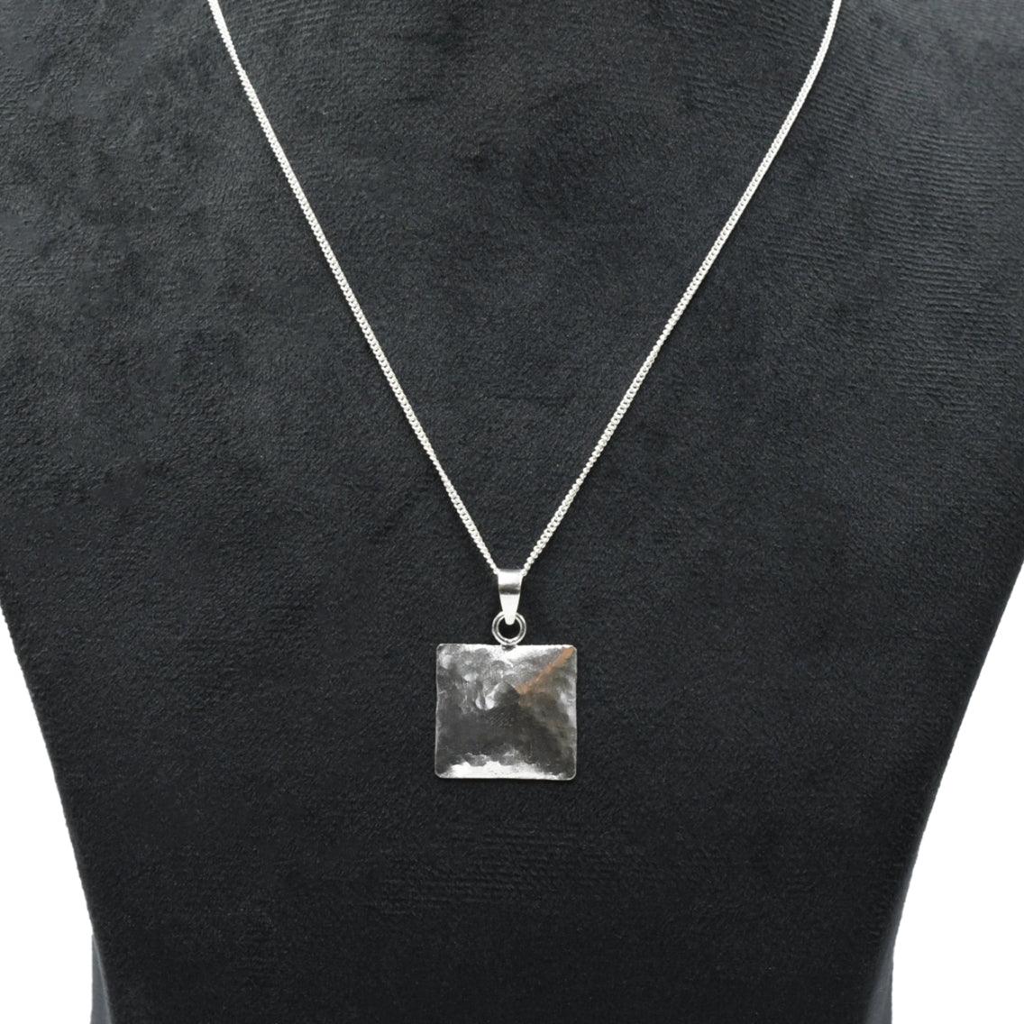 Hammered Silver Square Pendant - DeKulture DKW-1316-NKJ